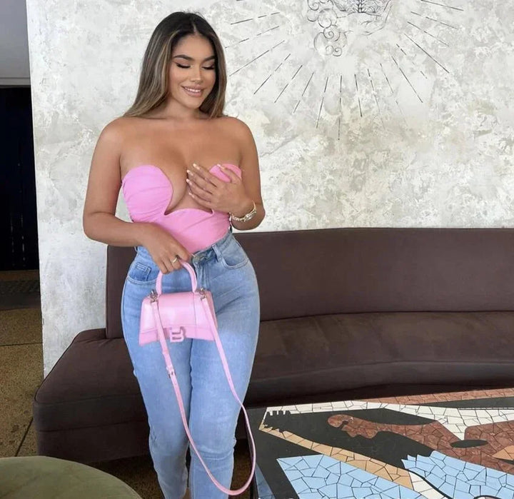 Bustier donna senza spalline con cut-out ondulato