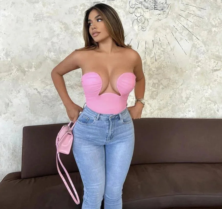Bustier donna senza spalline con cut-out ondulato