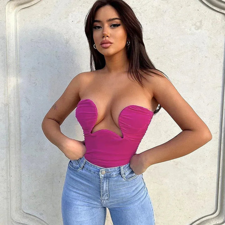 Bustier donna senza spalline con cut-out ondulato