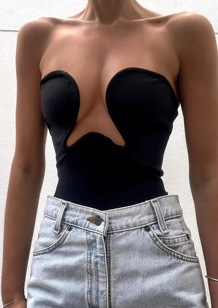 Bustier donna senza spalline con cut-out ondulato