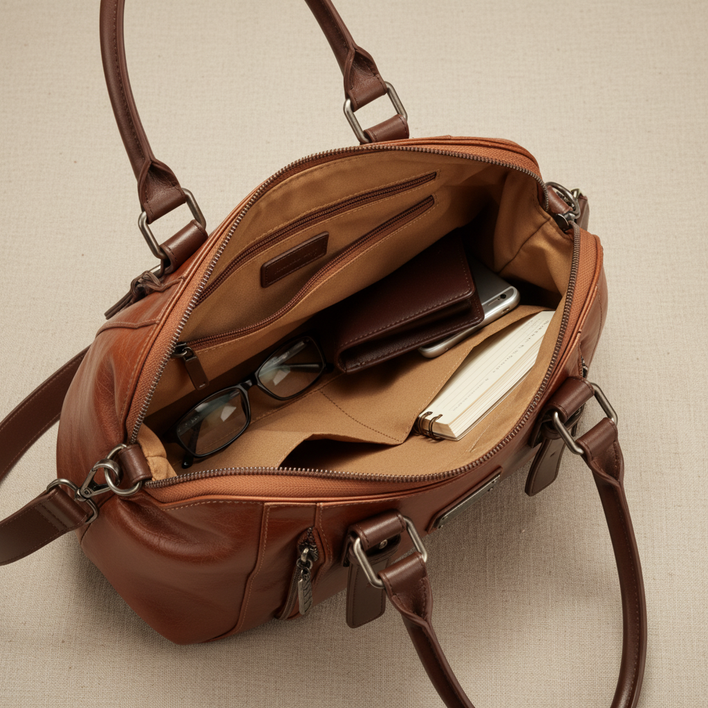 Carina Borsa Donna in Pelle in Caramel, photo 9