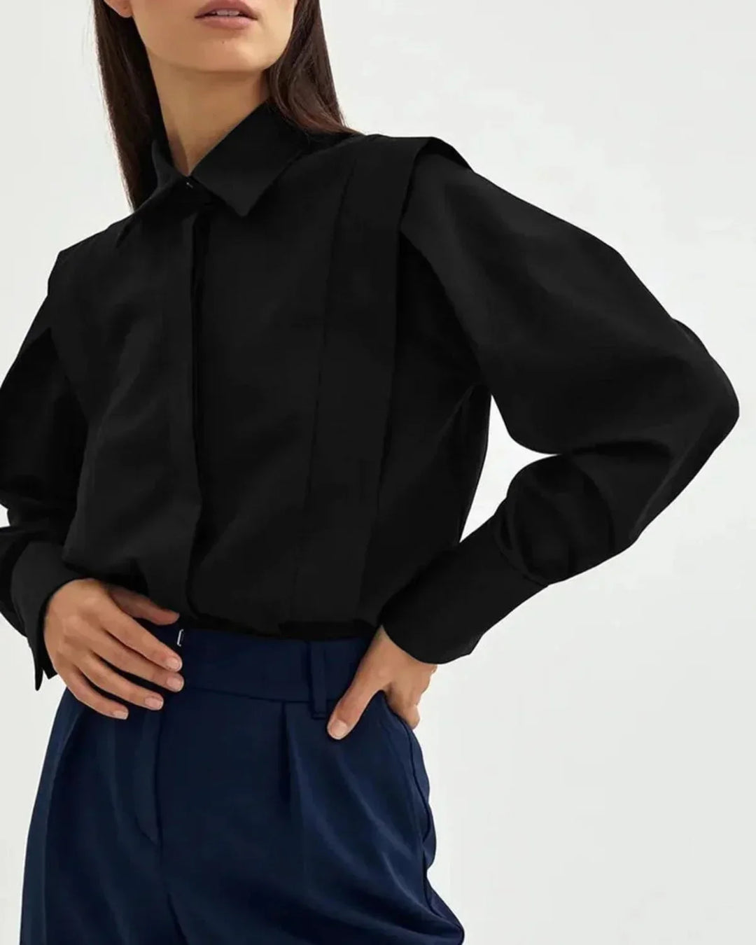 Camicia squadrata da donna con bottoni multipli in vari colori