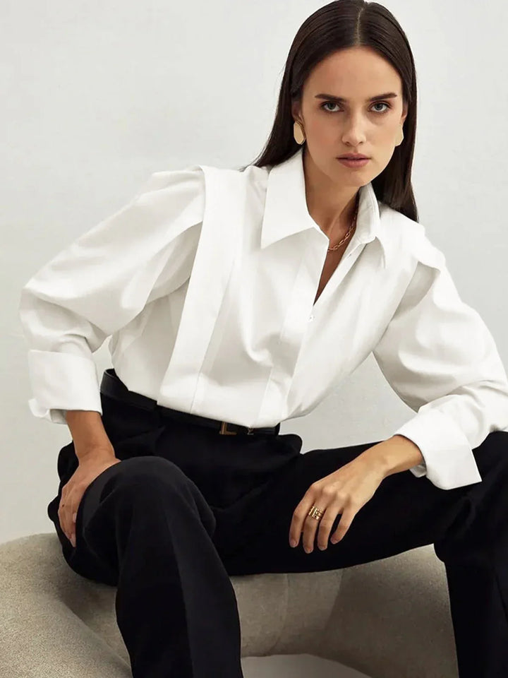 Camicia squadrata da donna con bottoni multipli in vari colori