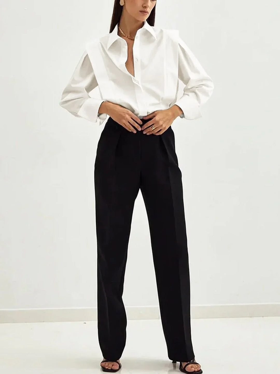 Camicia squadrata da donna con bottoni multipli in vari colori