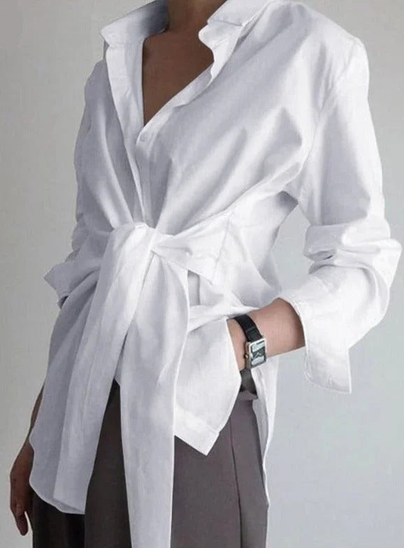 Camicia da donna regolabile con cintura annodata elegante