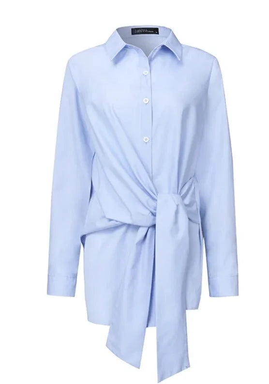 Camicia da donna regolabile con cintura annodata elegante