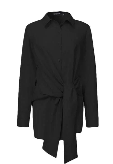 Camicia da donna regolabile con cintura annodata elegante