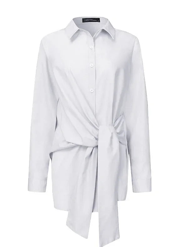 Camicia da donna regolabile con cintura annodata elegante