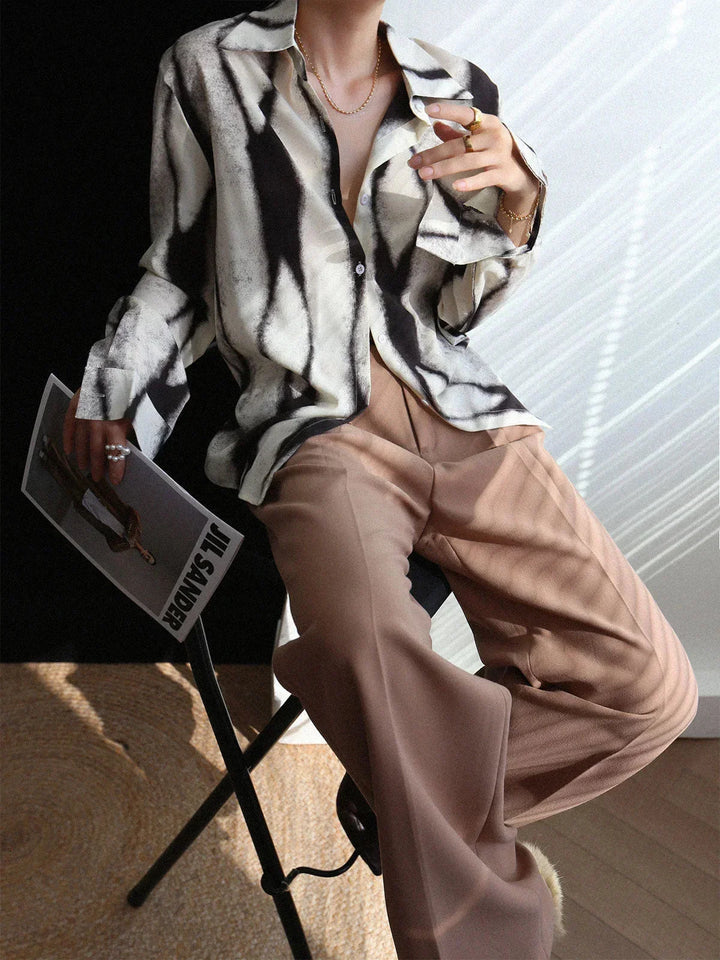 Camicia donna con stampa astratta e Manica lunga