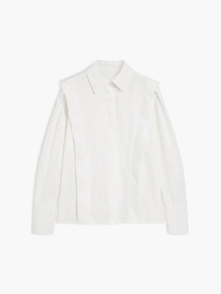 Camicia donna bianca oversize con Spalle strutturate scollo a V