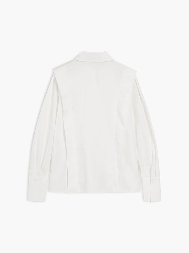 Camicia donna bianca oversize con Spalle strutturate scollo a V
