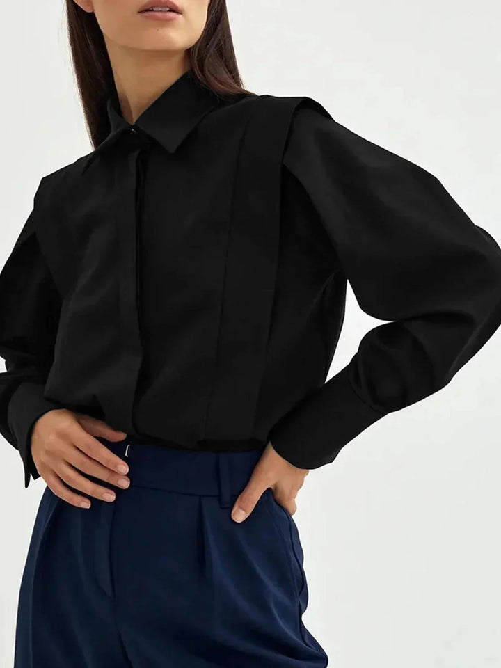 Camicia donna bianca oversize con Spalle strutturate scollo a V