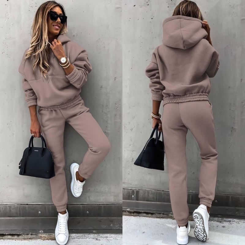 Clarice Completo Donna in Pile dal Taglio Lungo con Tasche, photo 4