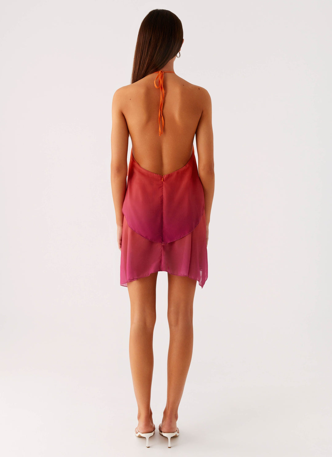 Vestito corto donna multicolore collo all'americana fluido con volant