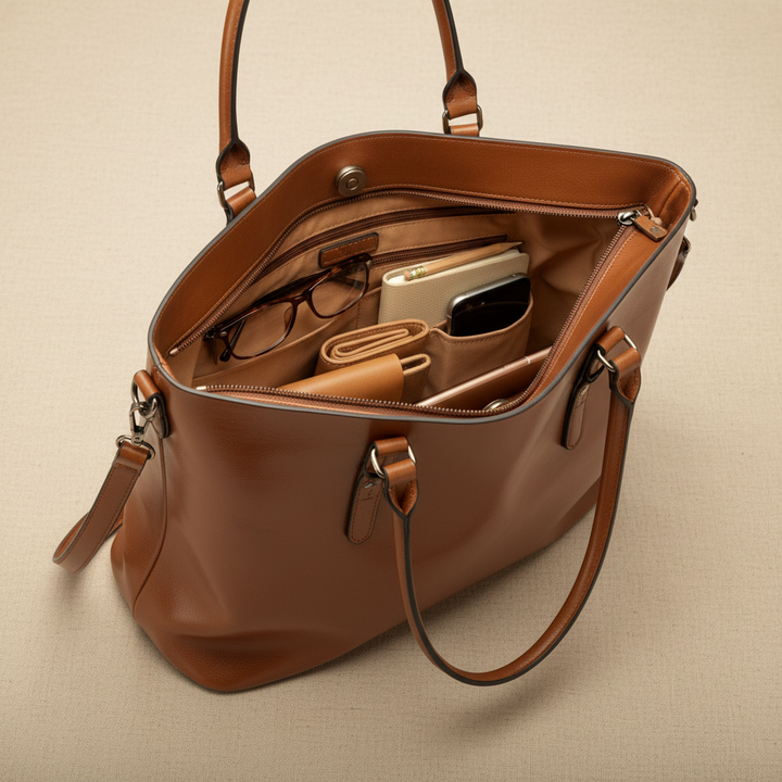 Climene Borsa a Tracolla Donna in Pelle in Caramel, photo 9