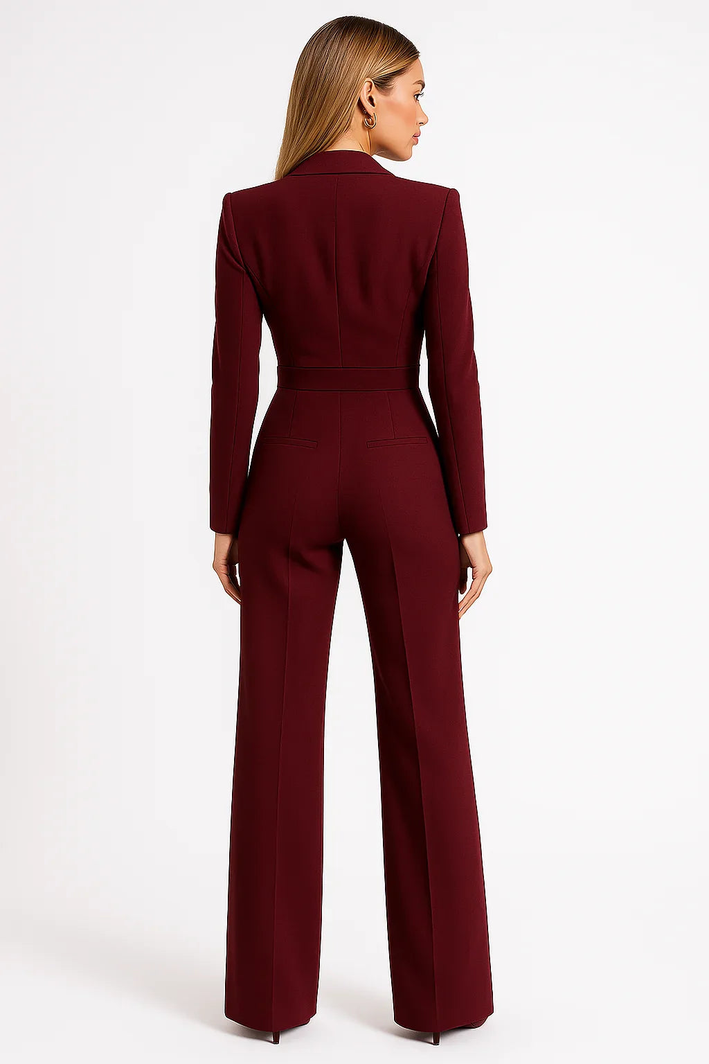 Tuta da donna con scollo a V e gambe larghe elegante