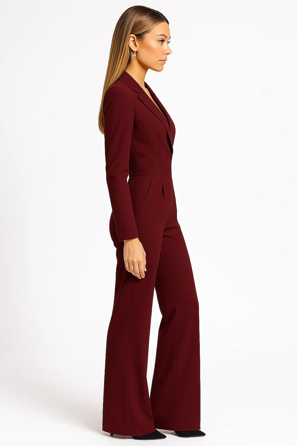 Tuta da donna con scollo a V e gambe larghe elegante