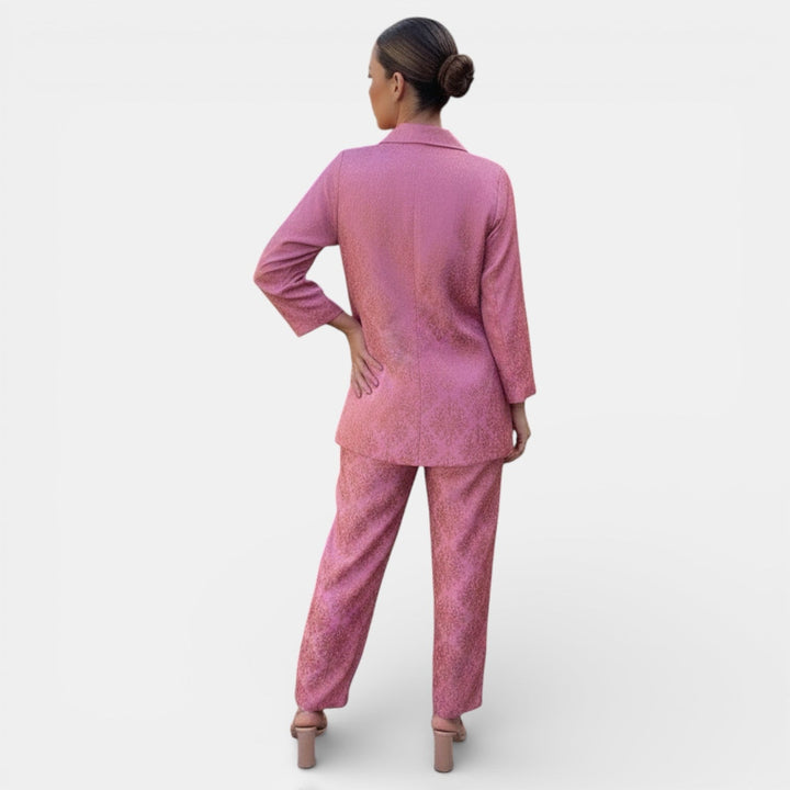 Set fluido da donna a vita alta gamba larga motivo jacquard