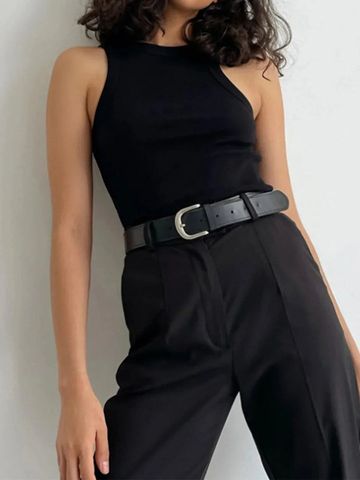 Canotta donna senza Manica a costine regolabile e versatile