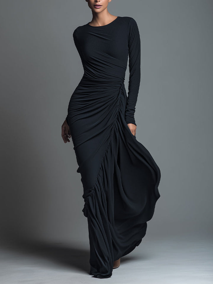 Sidonia | Vestito Lungo Donna in Maglia a Maniche Lunghe con Girocollo
