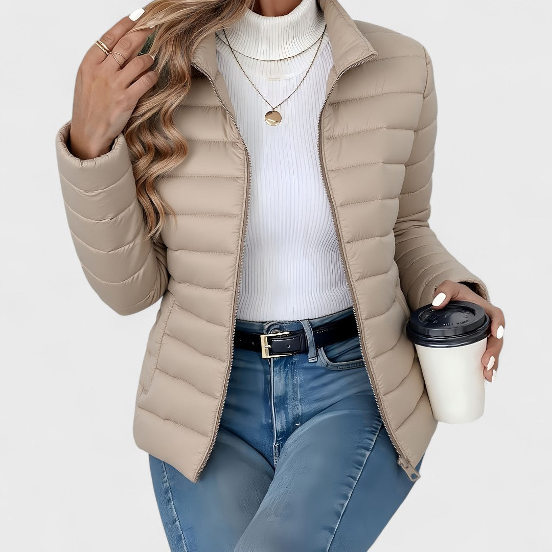 Philipa - Elegante giacca lunga con collo alto