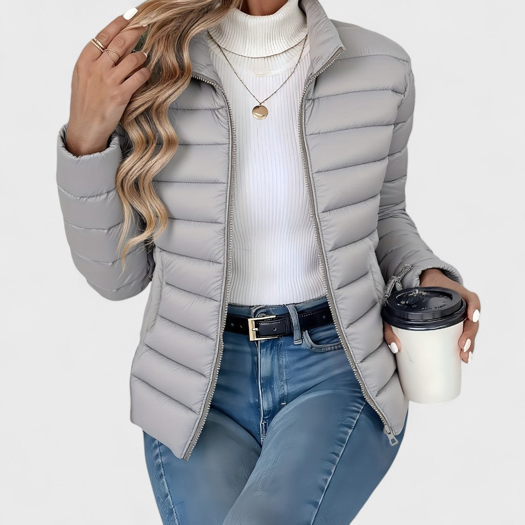 Philipa - Elegante giacca lunga con collo alto