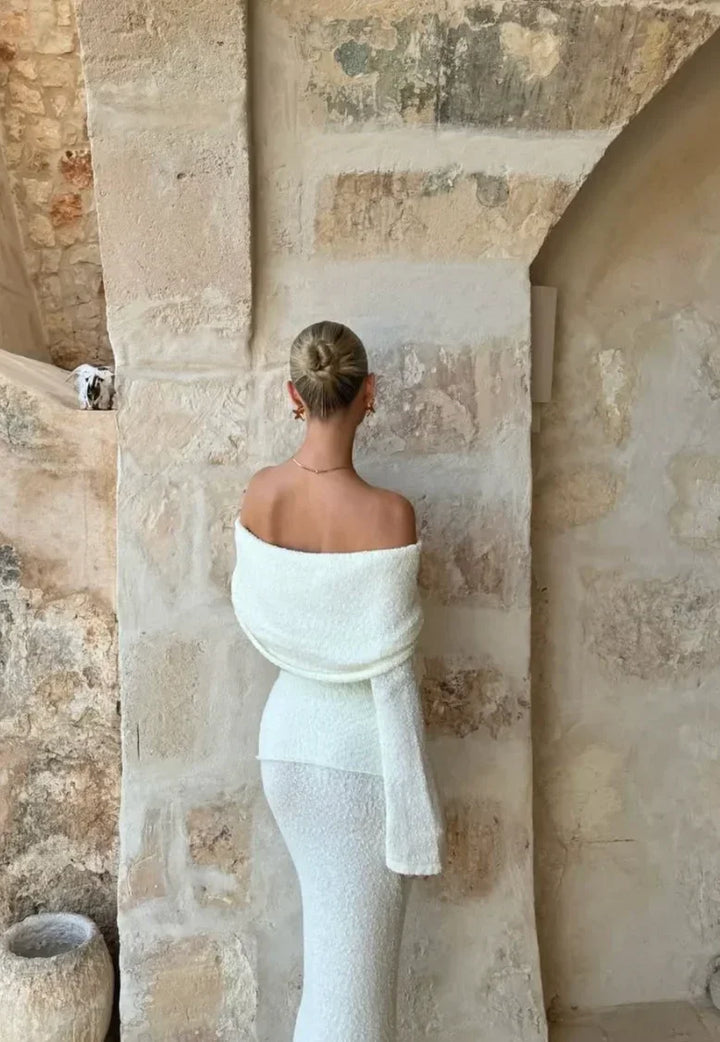 Completo due pezzi donna Spalla nuda bianco scintillante