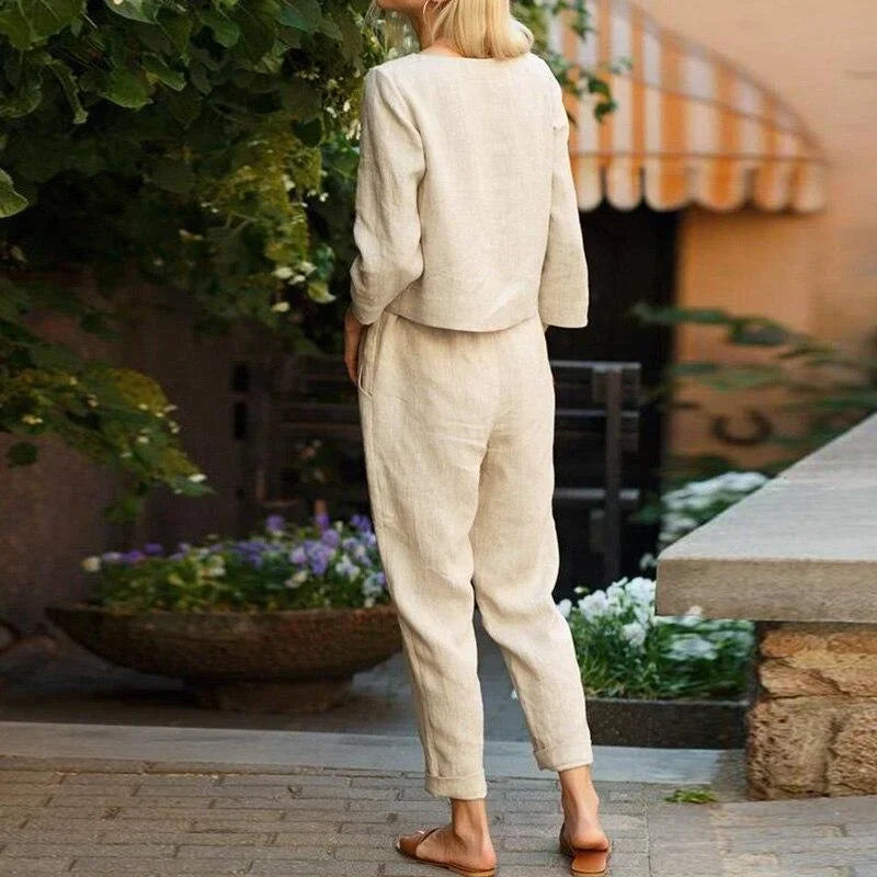 Completo relax donna due pezzi in lino leggero
