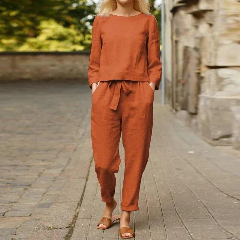 Completo relax donna due pezzi in lino leggero