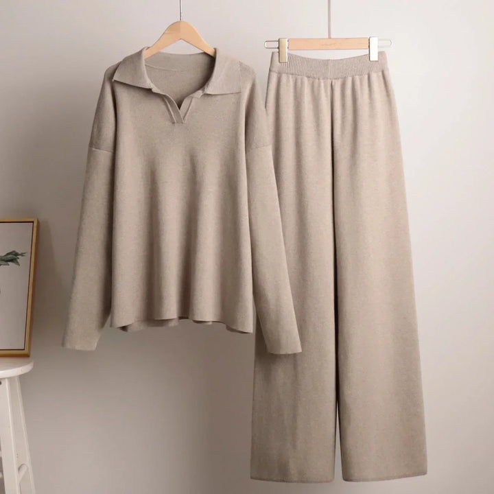 Completo donna casual con colletto camicia e pantaloni ampi
