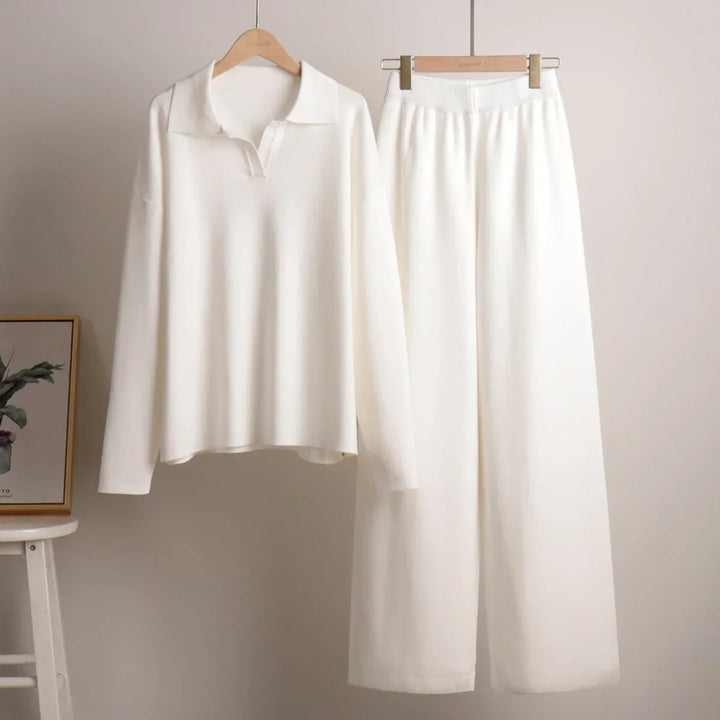 Completo donna casual con colletto camicia e pantaloni ampi