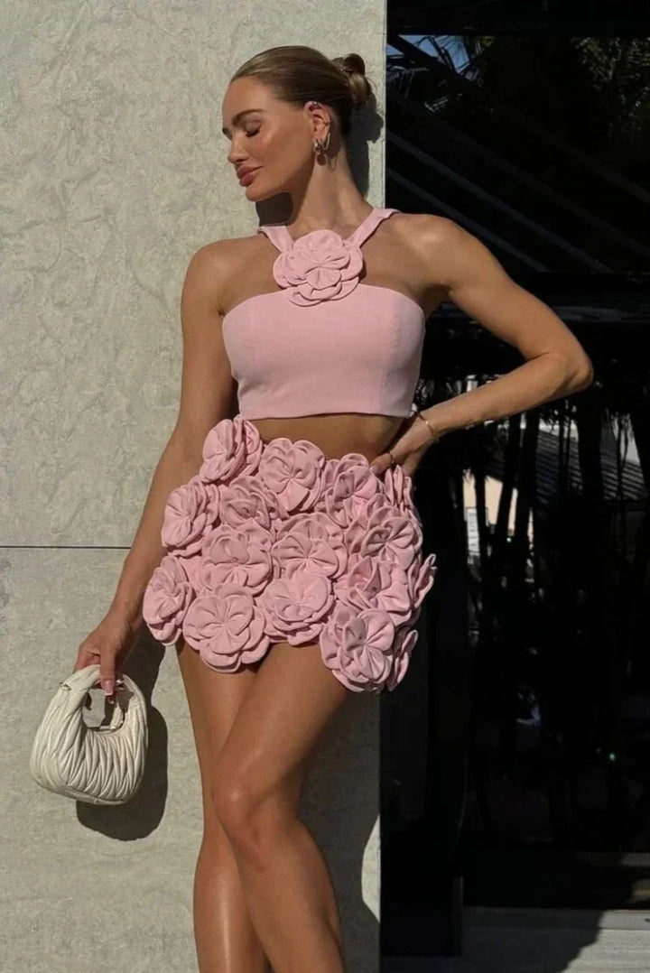Completo donna a schiena nuda con lacci regolabili