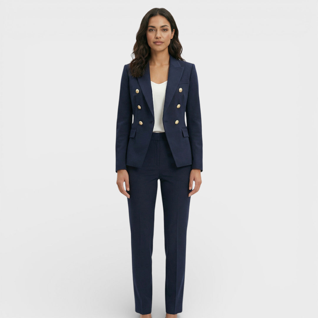 Completo donna blazer doppiopetto bottoni dorati