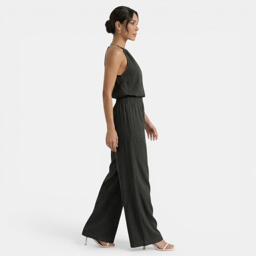 Completo donna con collo all’americana scollo a V pantalone largo vita elasticizzata