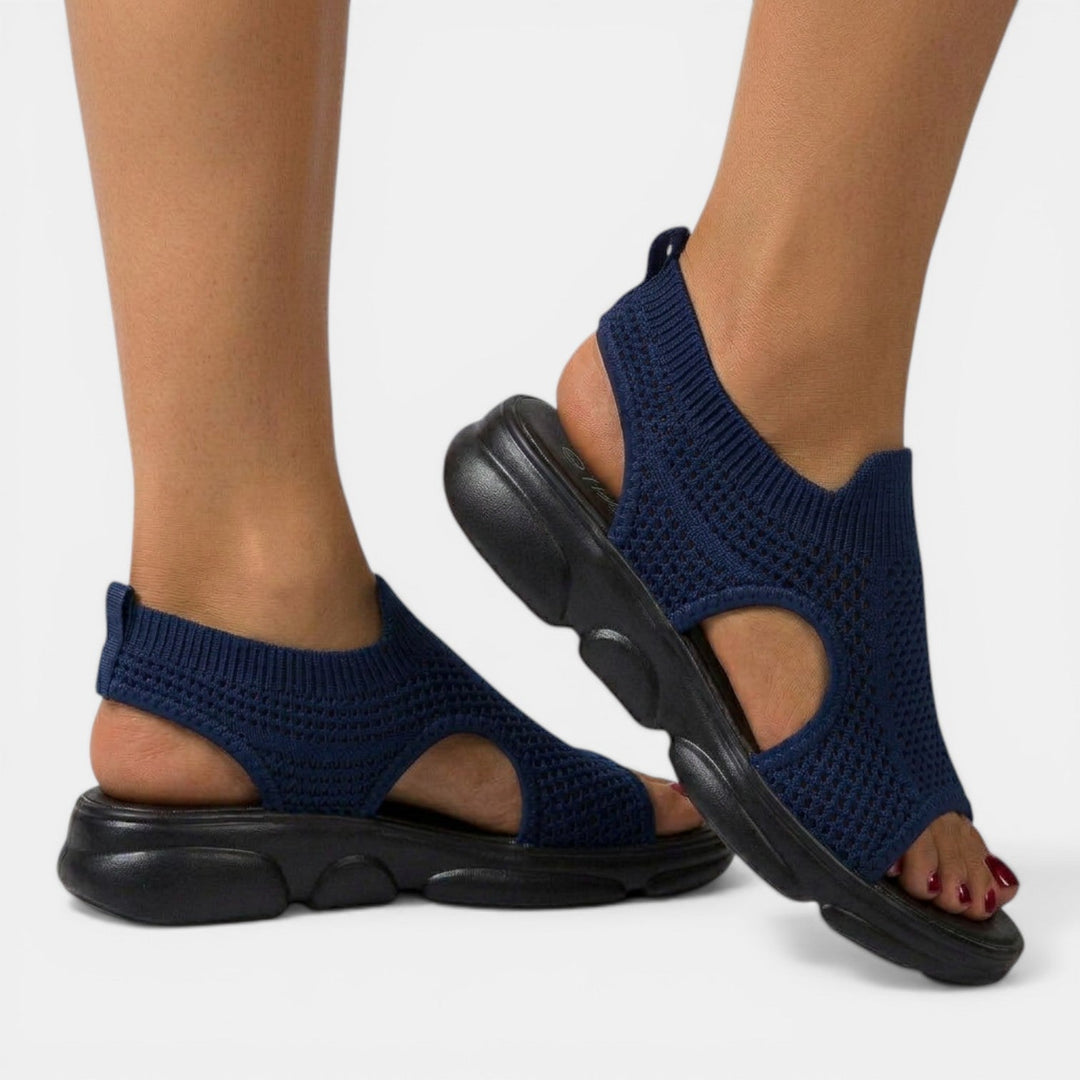 Sandali da donna in maglia traspirante, plateau spesso, punta aperta