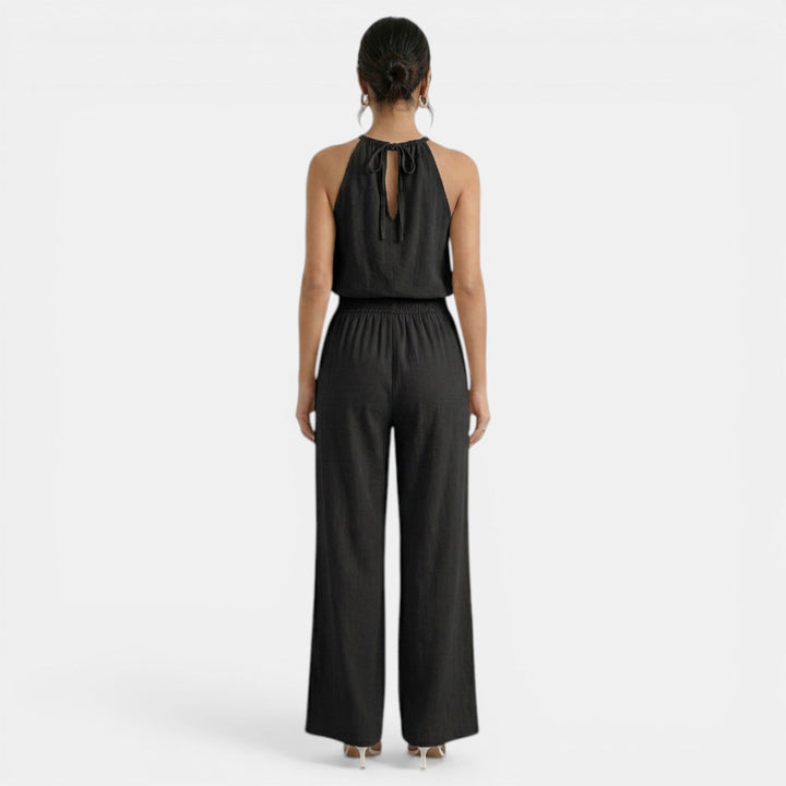 Completo donna con collo all’americana scollo a V pantalone largo vita elasticizzata