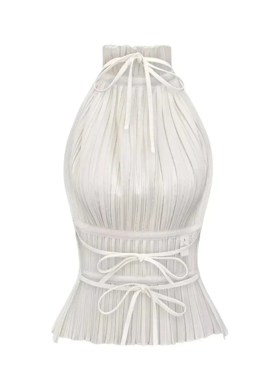 Top donna plissé collo alto schiena nuda senza Manica