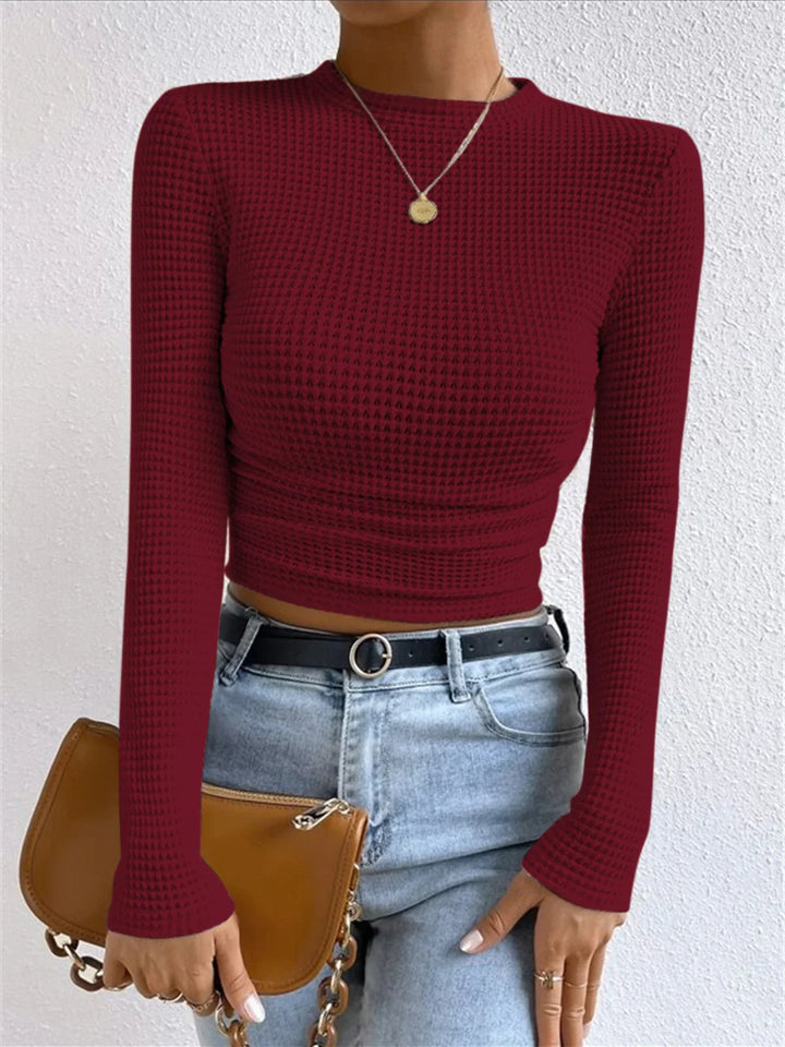 Top a maniche lunghe in maglia testurizzata