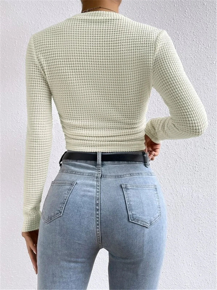 Top a maniche lunghe in maglia testurizzata