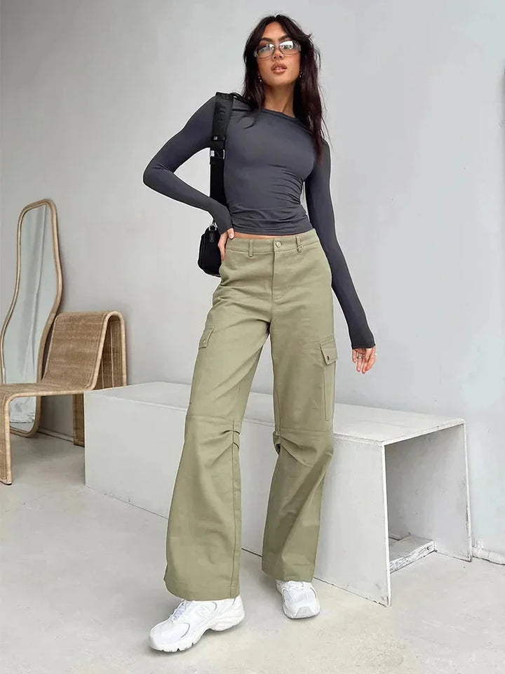 Top slim da donna a maniche lunghe elastiche