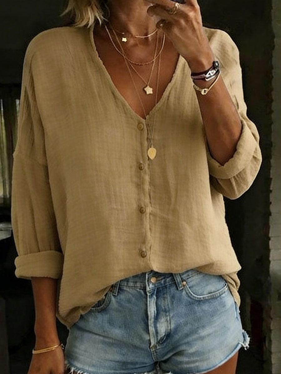 Ileana Camicia Donna in Misto Cotone e Lino dalla Vestibilità Morbida, photo 3