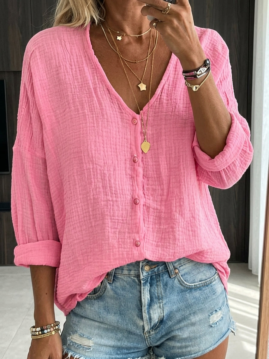 Ileana Camicia Donna in Misto Cotone e Lino dalla Vestibilità Morbida, photo 4