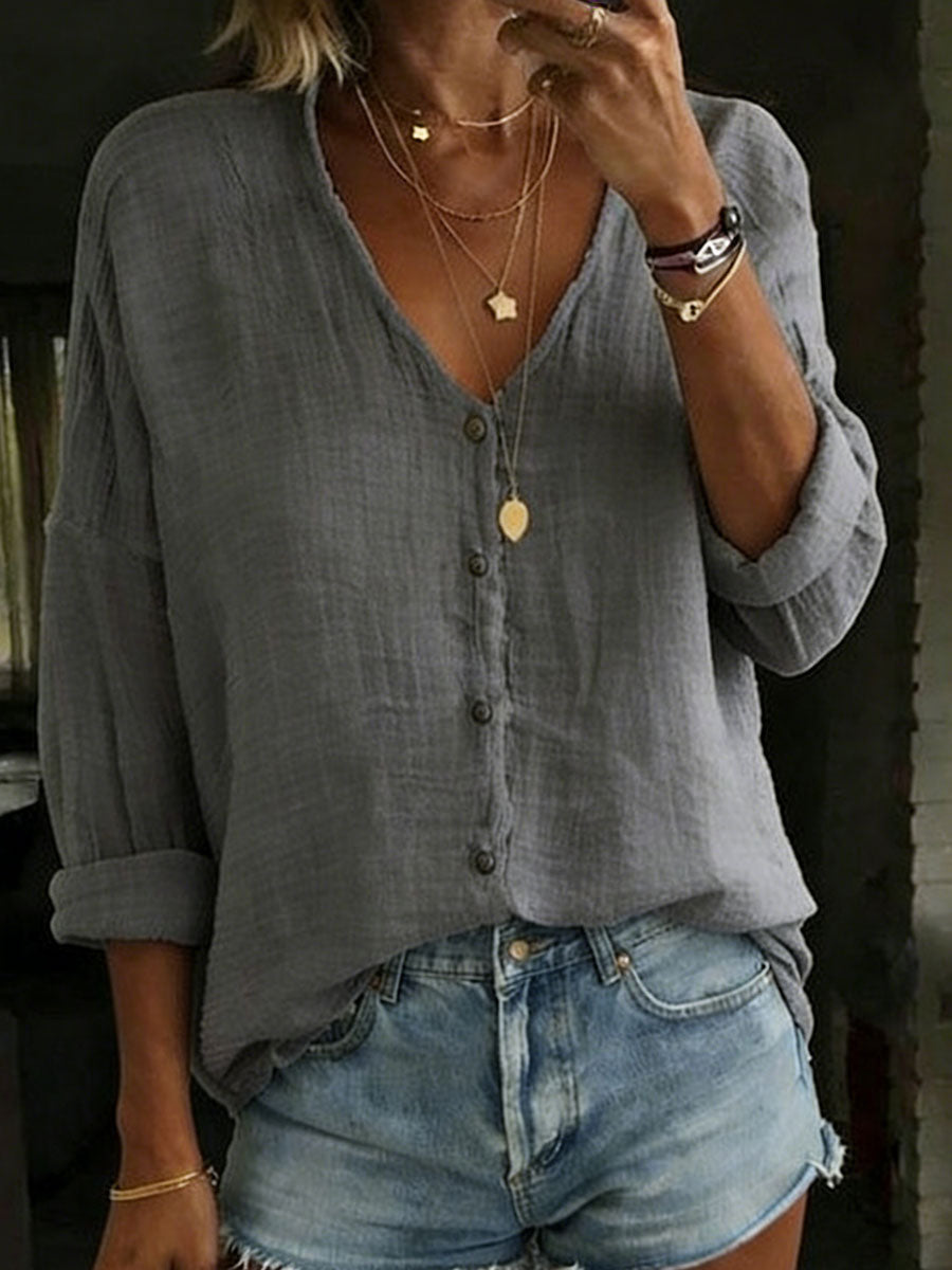 Ileana Camicia Donna in Misto Cotone e Lino dalla Vestibilità Morbida, photo 6
