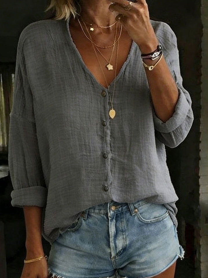 Ileana Camicia Donna in Misto Cotone e Lino dalla Vestibilità Morbida, photo 6