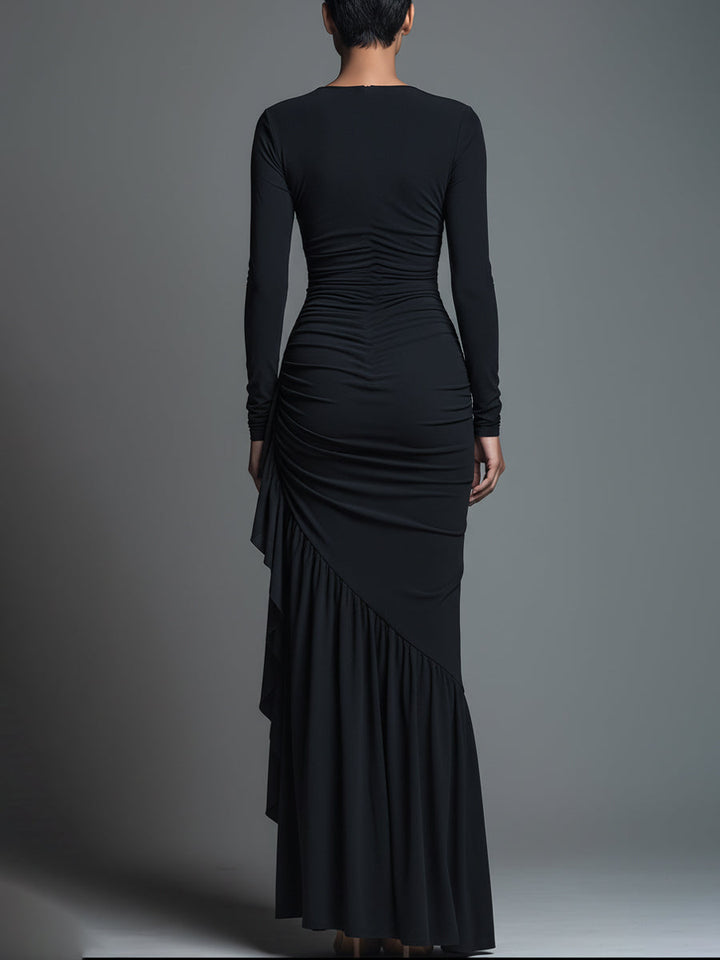 Sidonia | Vestito Lungo Donna in Maglia a Maniche Lunghe con Girocollo