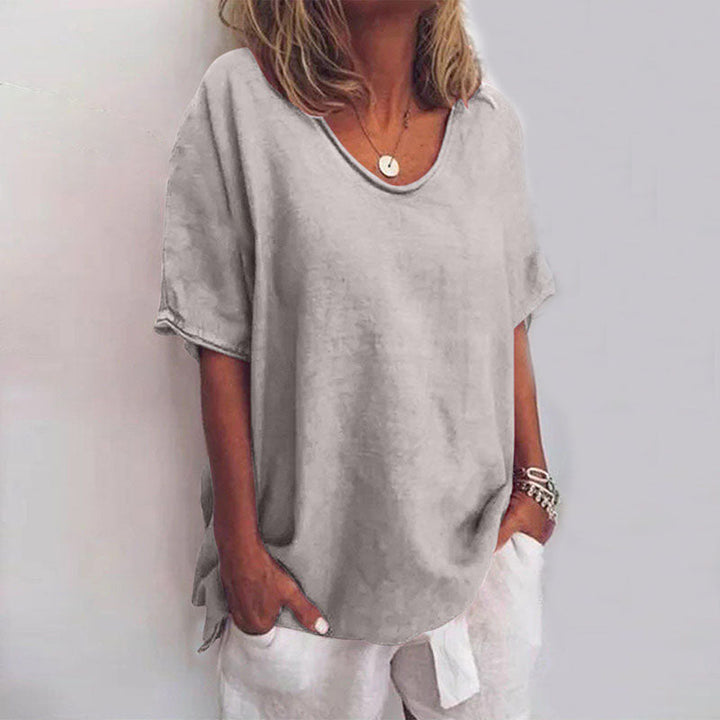 T-shirt donna scollatura ampia maniche corte vestibilità ampia