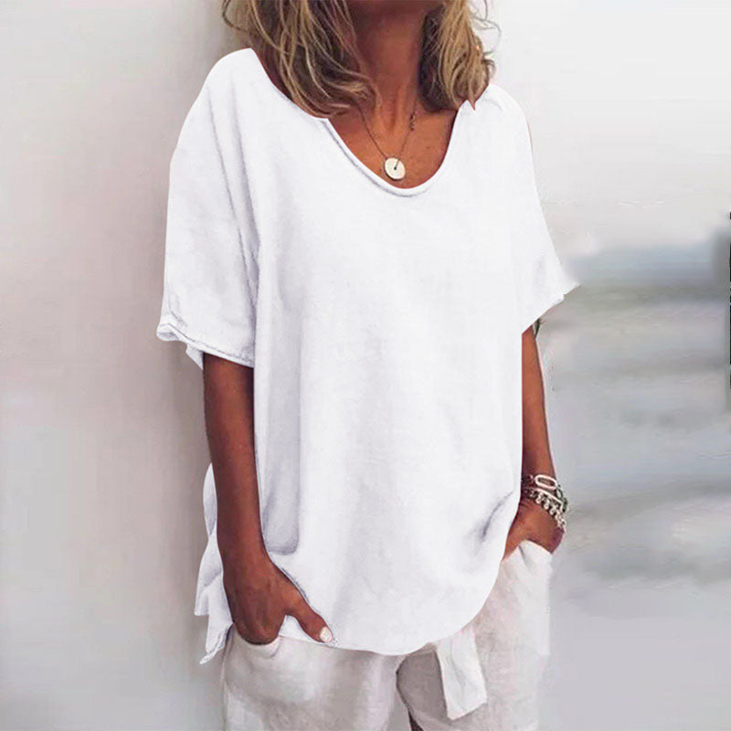 T-shirt donna scollatura ampia maniche corte vestibilità ampia