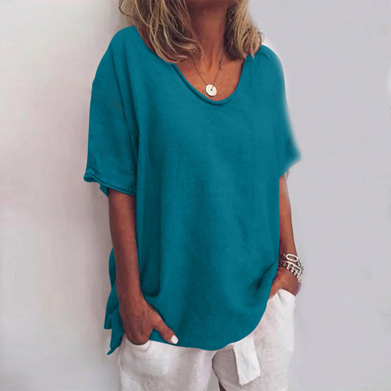 T-shirt donna scollatura ampia maniche corte vestibilità ampia