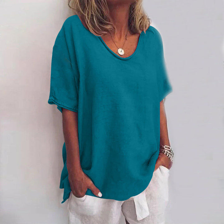 T-shirt donna scollatura ampia maniche corte vestibilità ampia