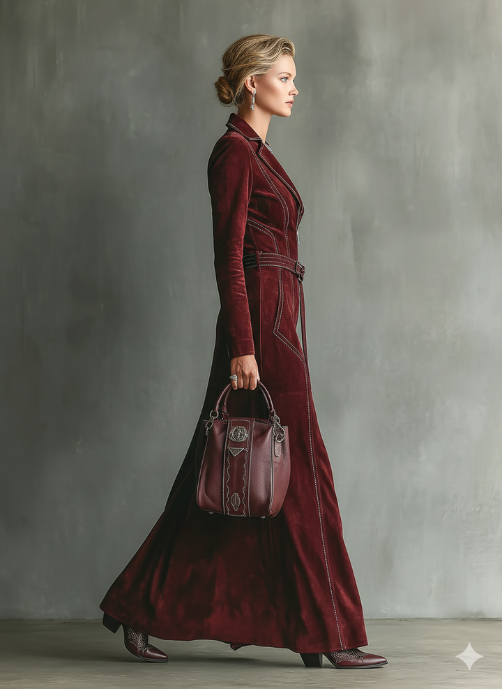 Maristella Abito Donna in Effetto Scamosciato in Lunghezza Maxi, photo 6